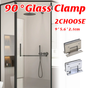 H Shaped 90 Degree Glass Clamp Double Opening Bevel Edge Bathroom Shower Clip - Chrome