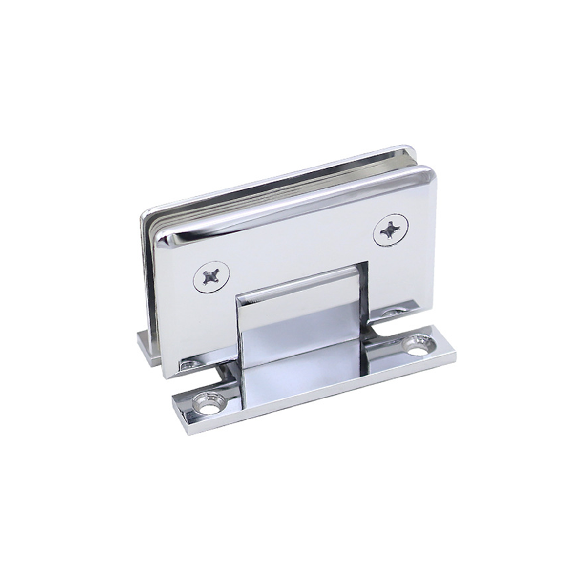 H Shaped 90 Degree Glass Clamp Double Opening Bevel Edge Bathroom Shower Clip - Nickel