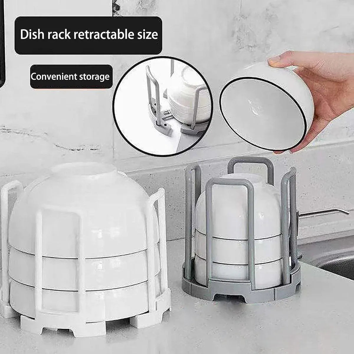 2pcs Kitchen Dish Drying Rack with Drainage Storage Cup Holder Organizer Stand - White