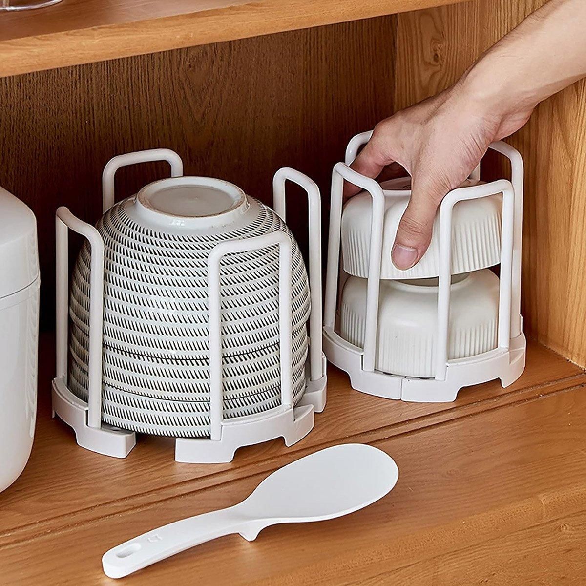 2pcs Kitchen Dish Drying Rack with Drainage Storage Cup Holder Organizer Stand - White