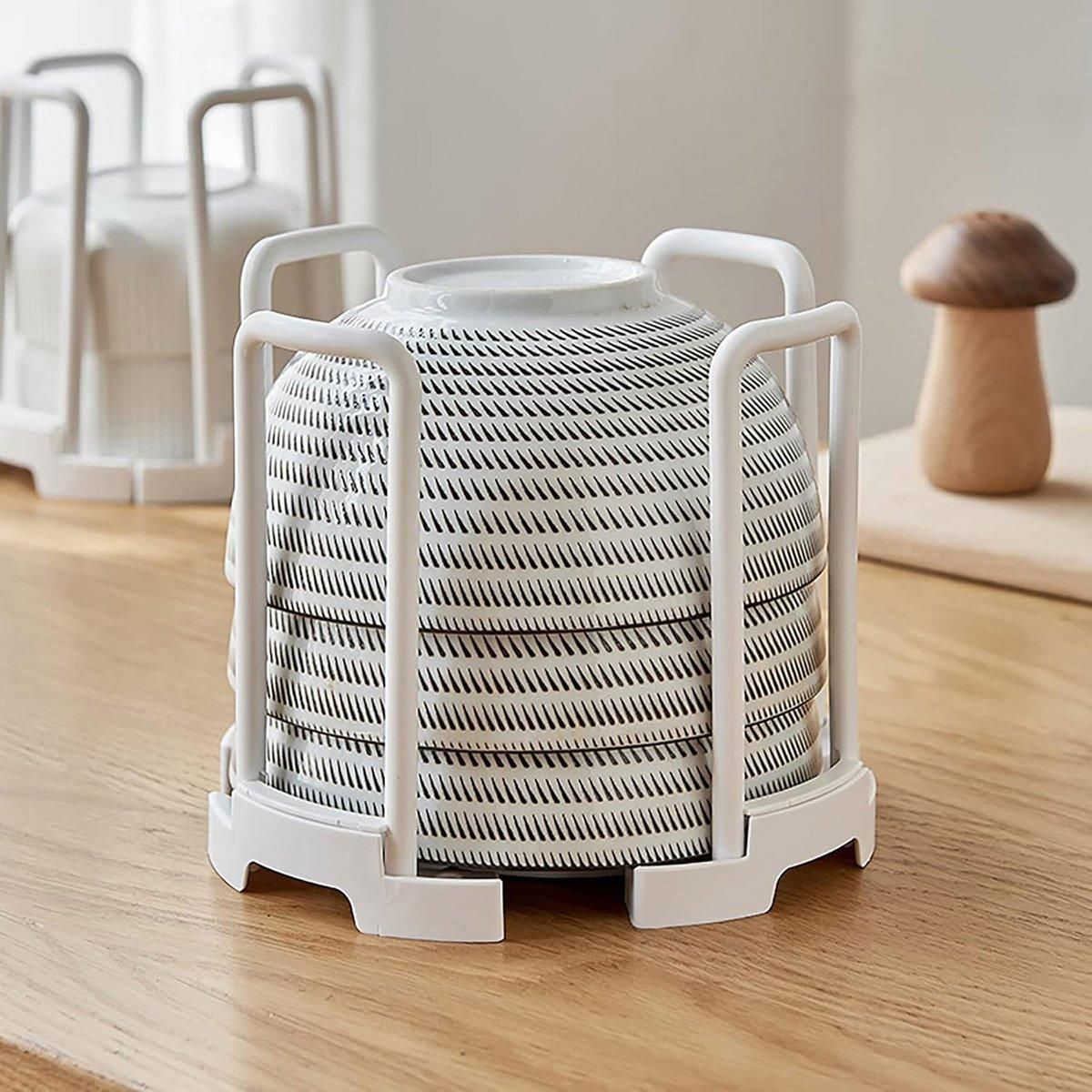 2pcs Kitchen Dish Drying Rack with Drainage Storage Cup Holder Organizer Stand - White