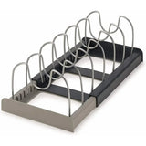 Telescopic Kitchen Storage Rack Table Top Pot Lid Holder Drawer Organizer Shelf - Front View