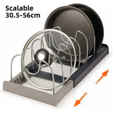 Telescopic Kitchen Storage Rack Table Top Pot Lid Holder Drawer Organizer Shelf - Rear View