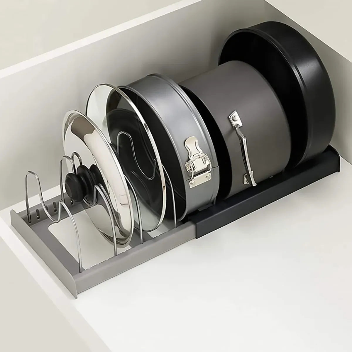 Telescopic Kitchen Storage Rack Table Top Pot Lid Holder Drawer Organizer Shelf