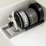 Telescopic Kitchen Storage Rack Table Top Pot Lid Holder Drawer Organizer Shelf - Low Angle
