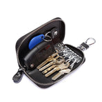Key Holder Bag Leather Case Ring Wallet Car Unisex Pouch Keychains Black Coffee - Black