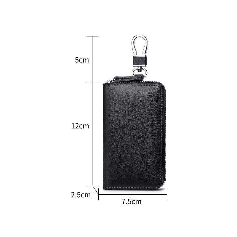 Key Holder Bag Leather Case Ring Wallet Car Unisex Pouch Keychains Black Coffee - Black