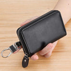 Key Holder Bag Leather Case Ring Wallet Car Unisex Pouch Keychains Black Coffee - Black