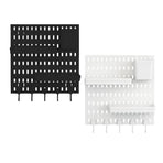Wall Mounted Pegboard Storage Rack No Drill Organizer Tool Shelf Home Office - Black