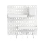 Wall Mounted Pegboard Storage Rack No Drill Organizer Tool Shelf Home Office - White