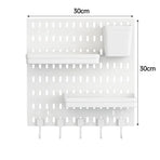 Wall Mounted Pegboard Storage Rack No Drill Organizer Tool Shelf Home Office - White