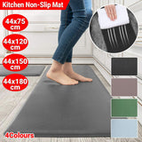 44x120cm Non-Slip Waterproof Kitchen Door Mat Home Floor Rug Carpet Anti-Oil Easy Clean - Blue