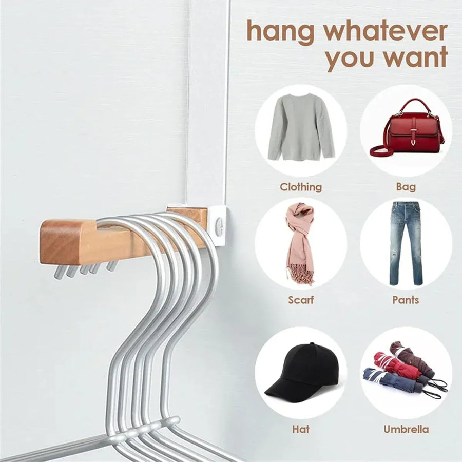 2PCS Over Door Clothes Hanger Folding Hook Closet Garment Storage Organizer