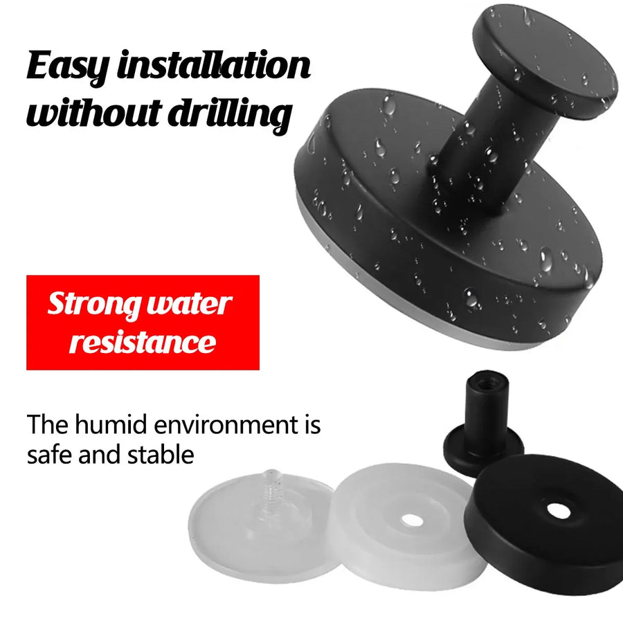 2/4PCS Suction Cup Hook Wall Vacuum Hanger No Drill Coat Hat Holder for Bathroom - Black-2pcs