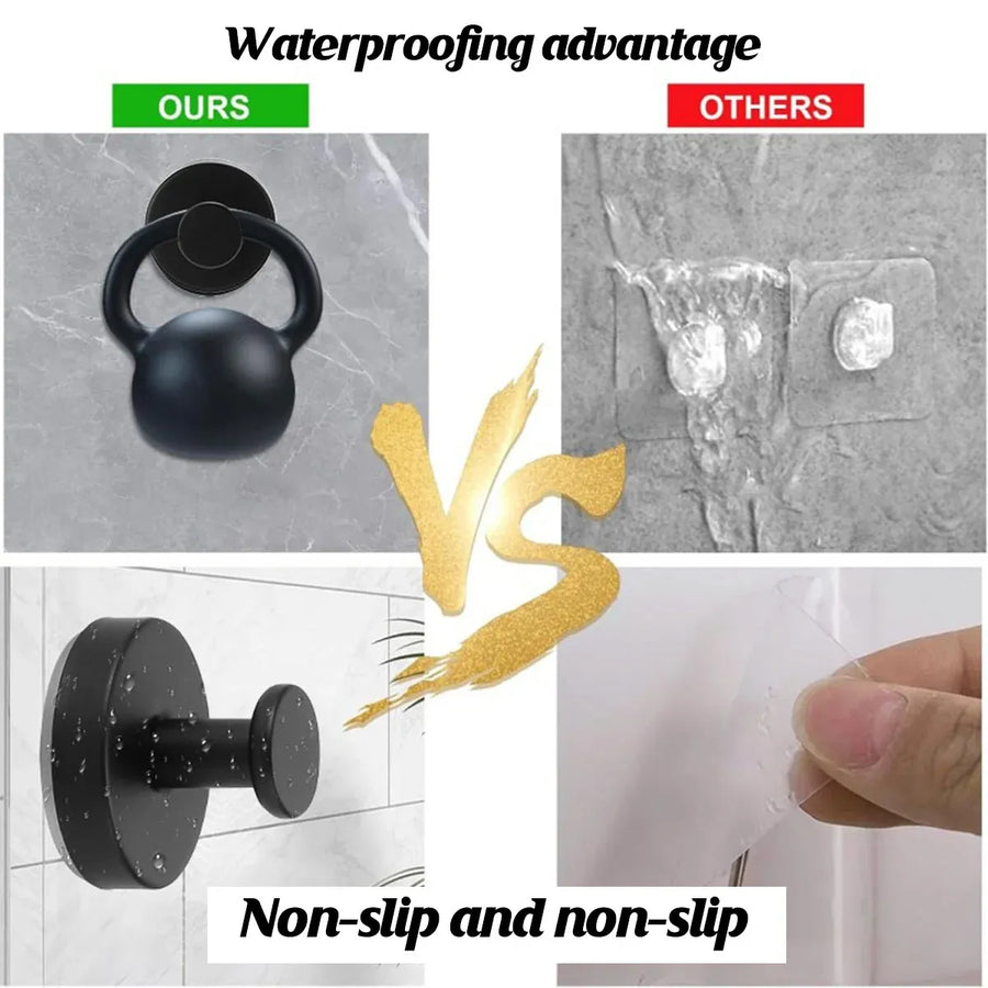 2/4PCS Suction Cup Hook Wall Vacuum Hanger No Drill Coat Hat Holder for Bathroom - Black-2pcs