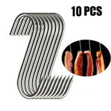 10PCS Steel S Meat Hooks for Beef Pork Lamb Roast Duck BBQ Grill Oven Hanging - L - Extra Image