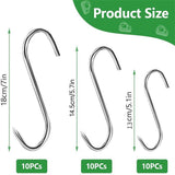 10PCS Steel S Meat Hooks for Beef Pork Lamb Roast Duck BBQ Grill Oven Hanging - S - Side View