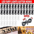 50PCS Led Fairy Lights Gutter Hooks Heavy Duty Clips Party Led Fairy Light - White