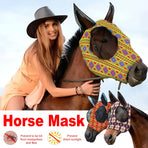 Mosquito Proof Horse Mask Printed Head Cover Large Size Protective for Outdoor - Green