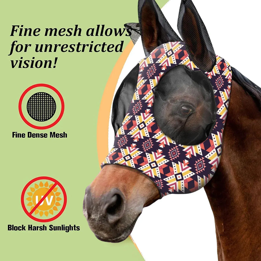 Mosquito Proof Horse Mask Printed Head Cover Large Size Protective for Outdoor - Green