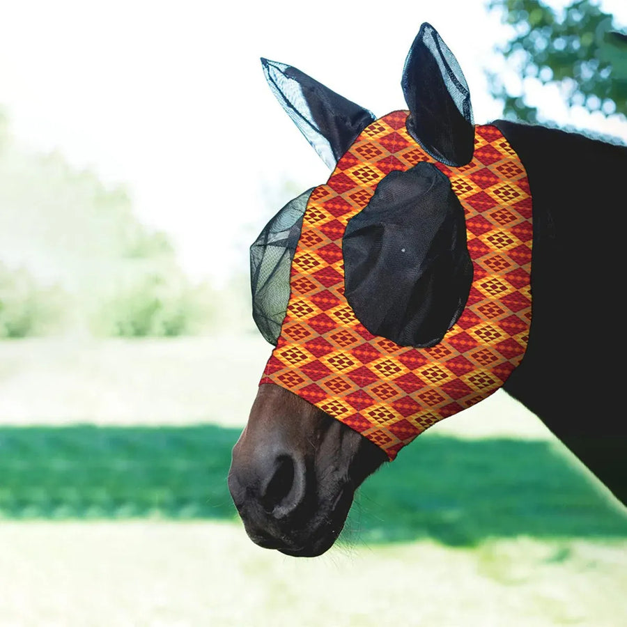 Mosquito Proof Horse Mask Printed Head Cover Large Size Protective for Outdoor - Green