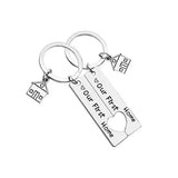 Our First Home Buyer Matching Set Couple House Key Holder Keyring Keychain Gift - Front View