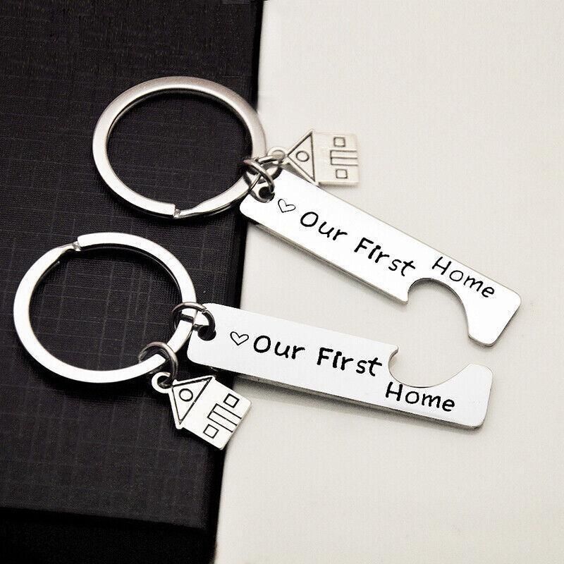 Our First Home Buyer Matching Set Couple House Key Holder Keyring Keychain Gift
