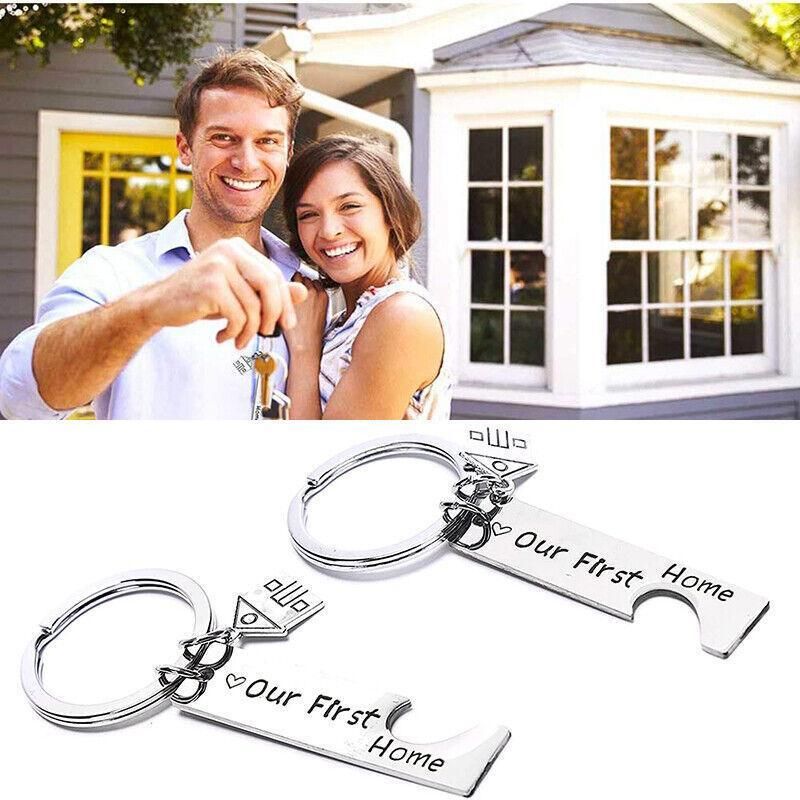 Our First Home Buyer Matching Set Couple House Key Holder Keyring Keychain Gift