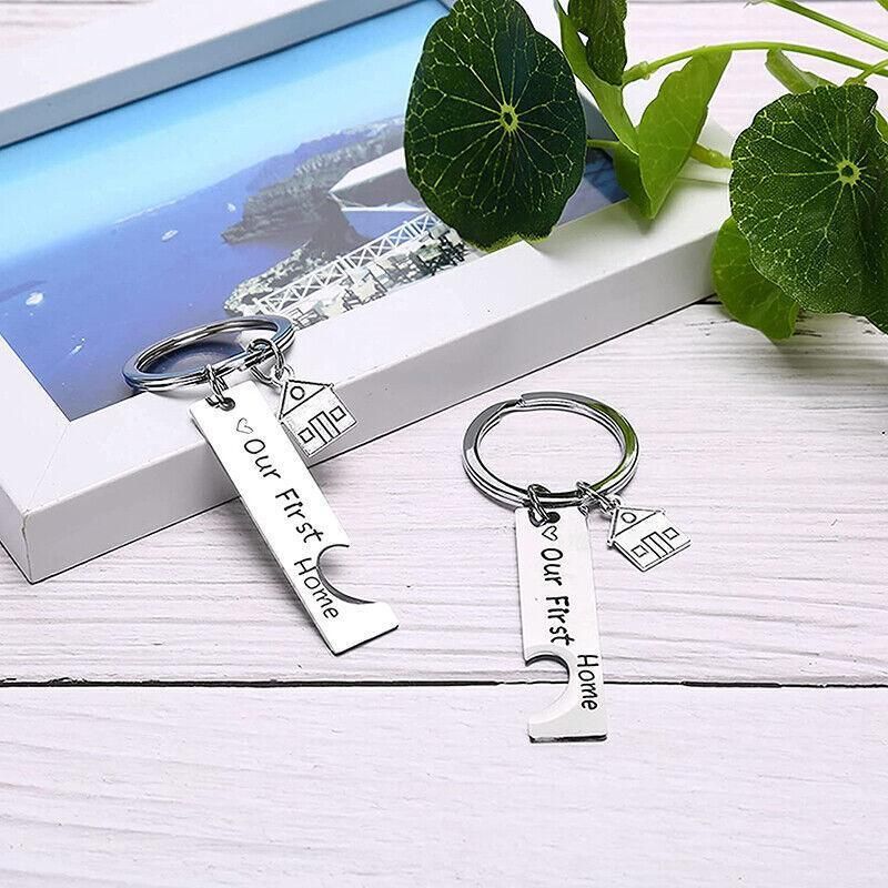 Our First Home Buyer Matching Set Couple House Key Holder Keyring Keychain Gift