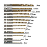 13pcs Quick Change Hss Titanium Drill Bits Hex Shank Set Soft Metal Wood Timber - Side View