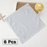 6PCS Hotel Cotton Face Towel White Soft Square Cloth Beauty Salon KTV Thick Wash - 35x35cm-Patternless-70g - Front View