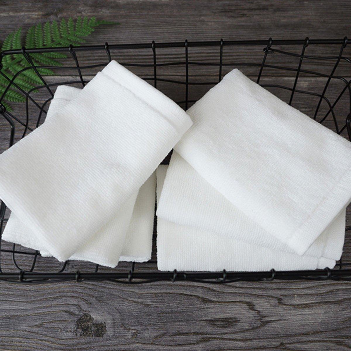6PCS Hotel Cotton Face Towel White Soft Square Cloth Beauty Salon KTV Thick Wash - 35x35cm-Patternless-70g