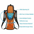 Hydration Pack Backpack Bag with 2L Water Bladder for Hiking Camping Cycling Running - Orange