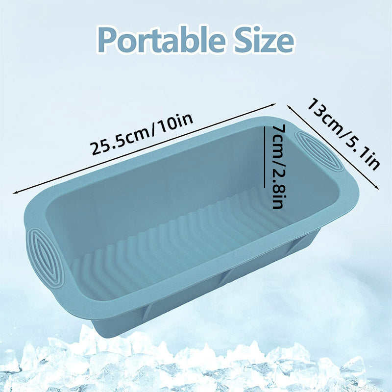 2pcs Large Capacity Ice Cube Tray Mold Rectangle Silicone Ice Grid Maker Kitchen - Blue