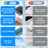 2pcs Large Capacity Ice Cube Tray Mold Rectangle Silicone Ice Grid Maker Kitchen - Blue