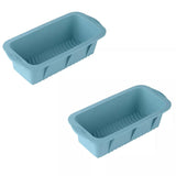 2pcs Large Capacity Ice Cube Tray Mold Rectangle Silicone Ice Grid Maker Kitchen - Blue - Low Angle