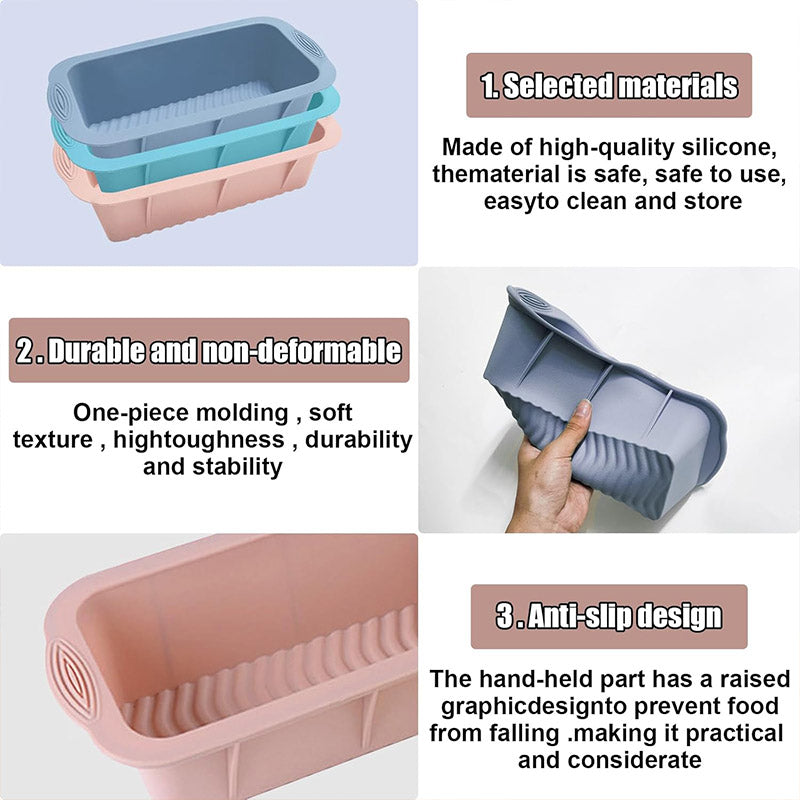 2pcs Large Capacity Ice Cube Tray Mold Rectangle Silicone Ice Grid Maker Kitchen - Grey