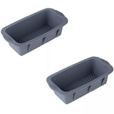 2pcs Large Capacity Ice Cube Tray Mold Rectangle Silicone Ice Grid Maker Kitchen - Grey - Close-Up Angle