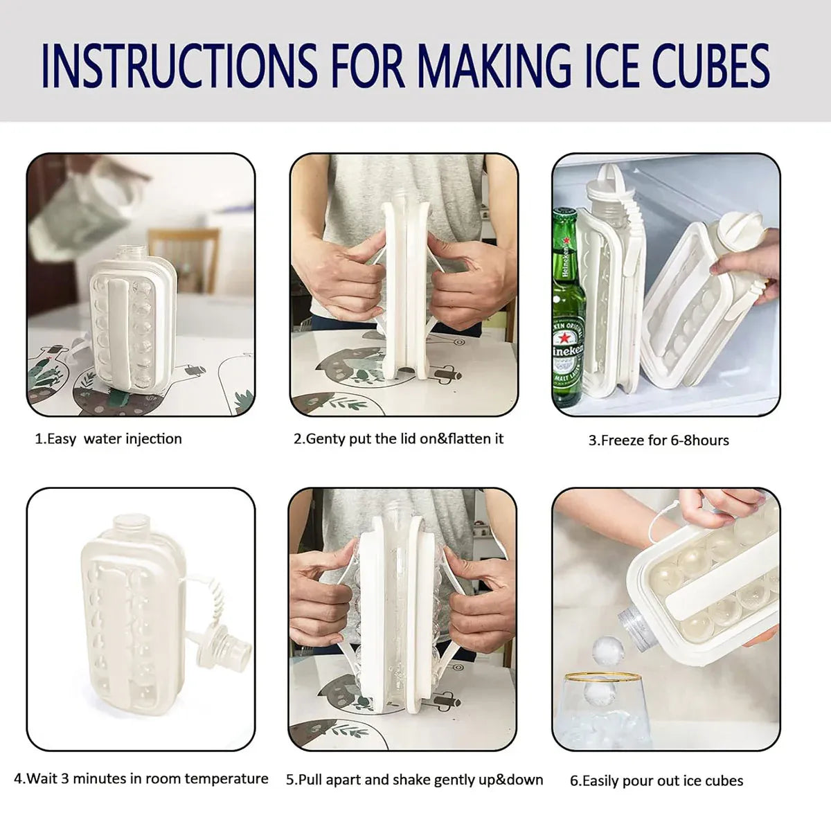 Portable Ice Hockey Pot Ice Cube Tray Water Bottle Clear Household Ice Maker