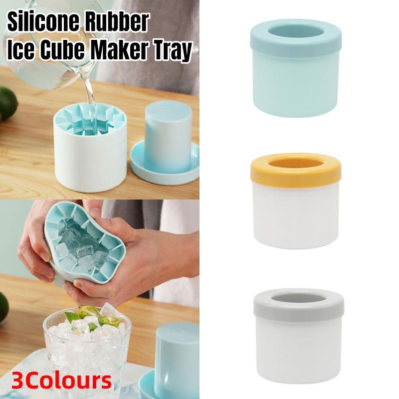 Silicone Ice Cube Tray Mould Ice Box Compartment Bucket for Easy Ice Making - Blue
