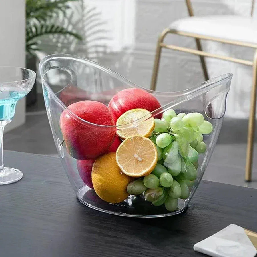 2PCS Transparent 3.5L Ice Bucket Large Capacity Wine Beer Cooler Picnic Basket
