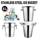 5L Stainless Steel Ice Bucket Champagne Wine Bucket Hotel Bar Ice Container - Circular Ring