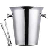 5L Stainless Steel Ice Bucket Champagne Wine Bucket Hotel Bar Ice Container - Circular Ring - Low Angle