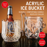 Acrylic Ice Bucket Transparent Champagne Cooler Home Bar Wine Chiller Bucket - Diamond - Front View