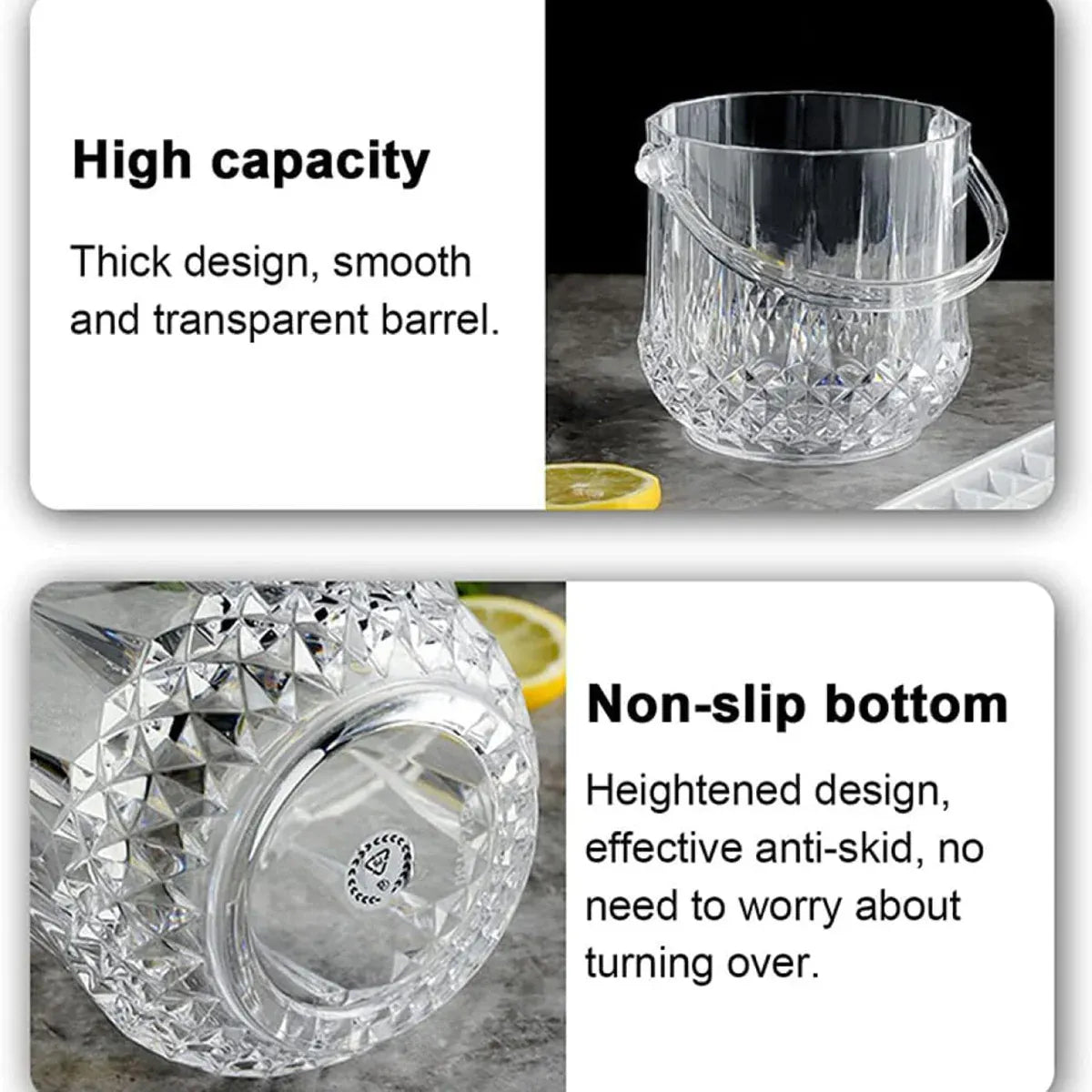 Acrylic Ice Bucket Transparent Champagne Cooler Home Bar Wine Chiller Bucket - Diamond