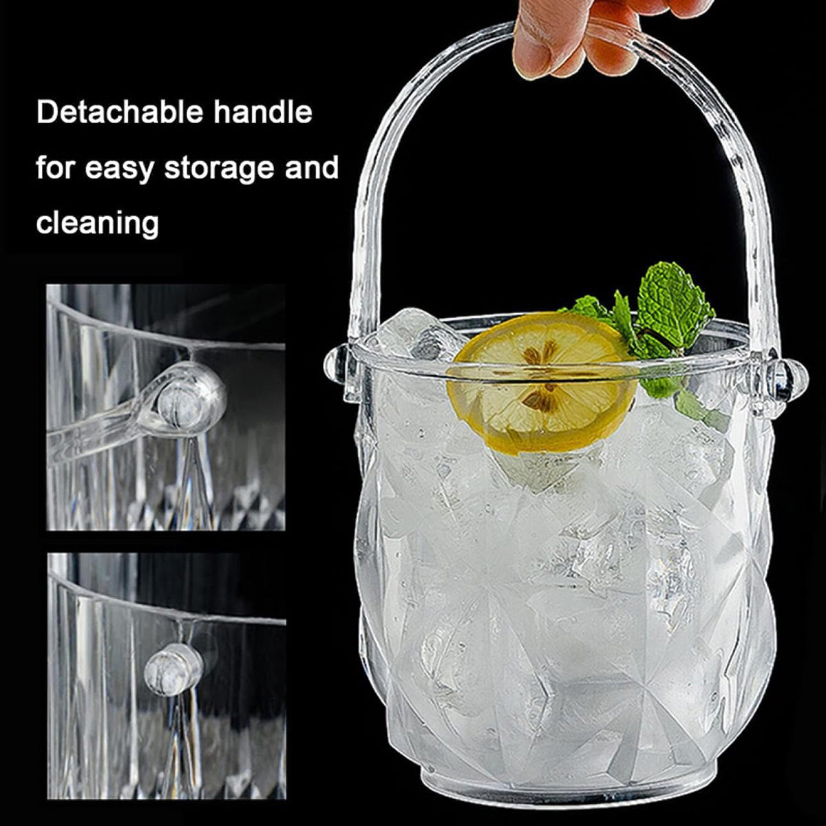Acrylic Ice Bucket Transparent Champagne Cooler Home Bar Wine Chiller Bucket - Diamond