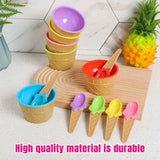 7Pc Set Colourful Ice Cream Cups and Bowls with Spoons Dessert Gift Set - Rear View