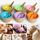 7Pc Set Colourful Ice Cream Cups and Bowls with Spoons Dessert Gift Set - Close-Up Angle