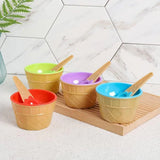 7Pc Set Colourful Ice Cream Cups and Bowls with Spoons Dessert Gift Set - Extra Image