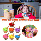 7Pc Set Colourful Ice Cream Cups and Bowls with Spoons Dessert Gift Set